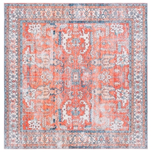 Safavieh Arizona 6'-0&quot X 6'-0&quotSquare Polyester Power Loomed Rug In Rust And Aqua