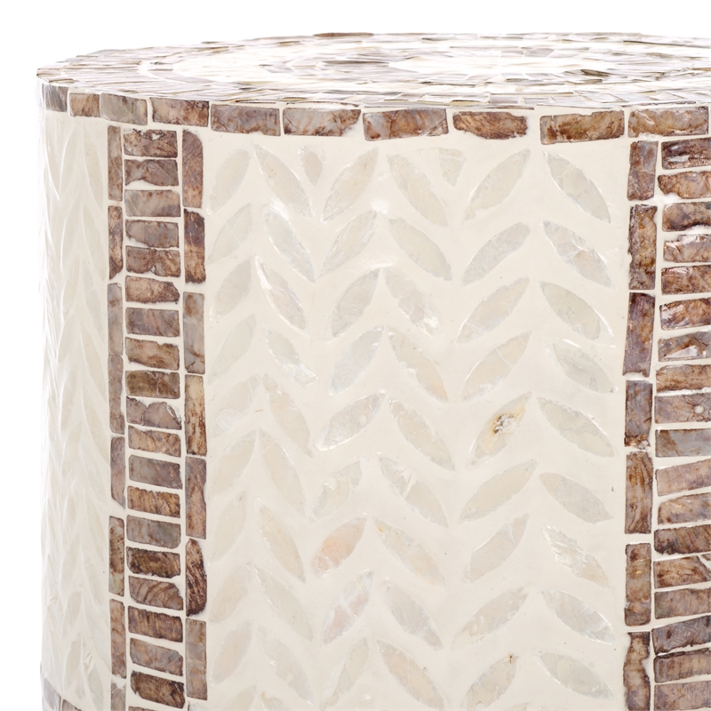 Safavieh Keary Round Solid Wood Accent Table in White / Gold