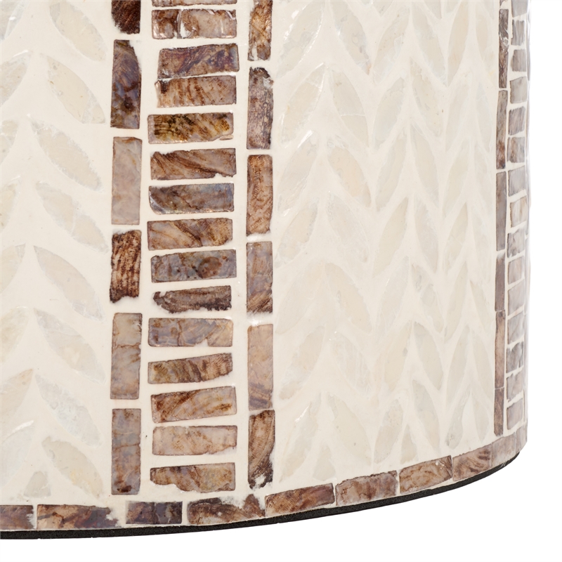 Safavieh Keary Round Solid Wood Accent Table in White / Gold