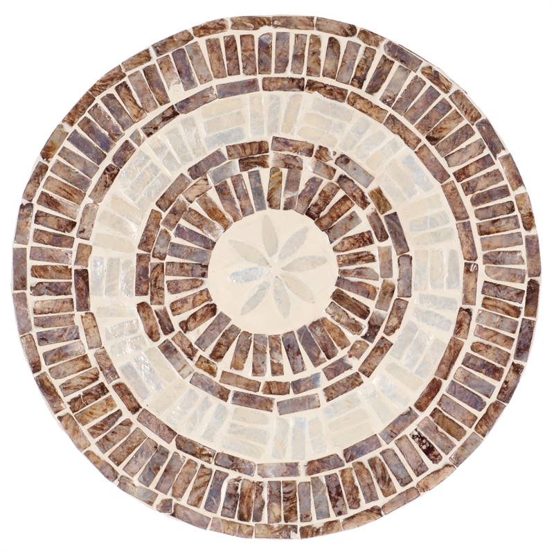 Safavieh Keary Round Solid Wood Accent Table in White / Gold