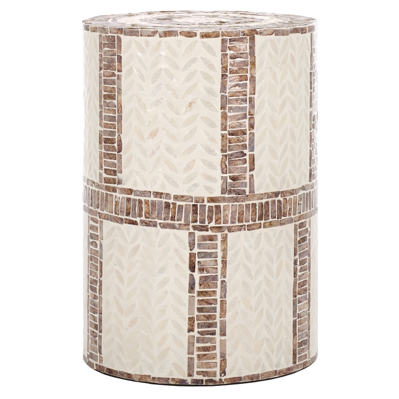 Safavieh Keary Round Solid Wood Accent Table in White / Gold