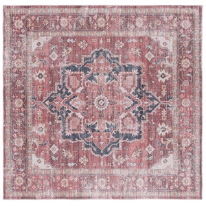 Safavieh Arizona 6'-0&quot X 6'-0&quot Square Polyester Power Loomed Rug In Red / Beige