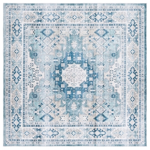 Safavieh Arizona 6'-0&quot X 6'-0&quot Square Polyester Power Loomed Rug In Beige/ Aqua