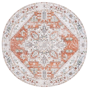 Safavieh Arizona 6'-0&quot X 6'-0&quot Round Polyester Power Loomed Rug In Ivory / Rust