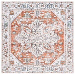 Safavieh Arizona 6'-0&quot X 6'-0&quot Square Polyester Power Loomed Rug In Ivory / Rust