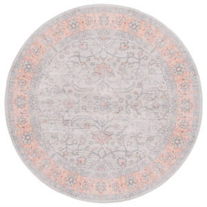 Safavieh Arizona 6'-0&quot X 6'-0&quot Round Polyester Power Loomed Rug In Gray / Rust