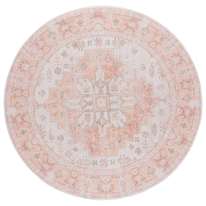 Safavieh Arizona 6'-0&quot X 6'-0&quot Round Polyester Power Loomed Rug In Rust / Beige