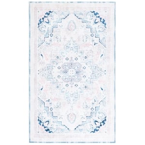 Safavieh Arizona 5'-0&quot X 8'-0&quot Polyester Power Loomed Rug In Ivory / Aqua