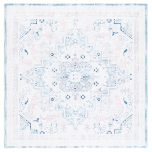 Safavieh Arizona 6'-0&quot X 6'-0&quot Square Polyester Power Loomed Rug In Ivory / Aqua