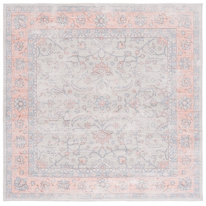 Safavieh Arizona 6'-0&quot X 6'-0&quot Square Polyester Power Loomed Rug In Gray / Rust