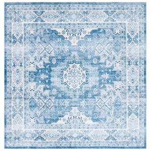 Safavieh Arizona 6'-0&quot X 6'-0&quot Square Polyester Power Loomed Rug In Ivory/ Blue