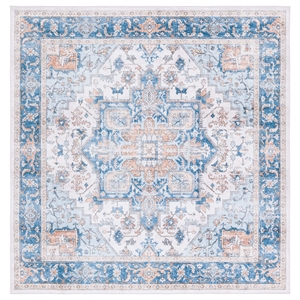 Safavieh Arizona 6'-0&quot X 6'-0&quot Square Polyester Power Loomed Rug In Blue / Beige