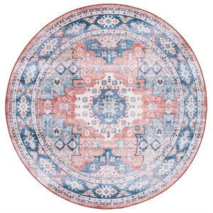 Safavieh Arizona 6'-0&quot X 6'-0&quot Round Polyester Power Loomed Rug In Blue / Rust