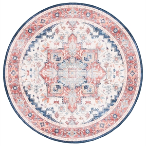 Safavieh Arizona 6'-0&quot X 6'-0&quot Round Polyester Power Loomed Rug In Rust / Navy