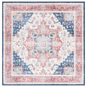 Safavieh Arizona 6'-0&quot X 6'-0&quot Square Polyester Power Loomed Rug In Rust / Navy