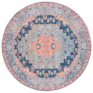 Safavieh Arizona 6'-0&quot X 6'-0&quot Round Polyester Power Loomed Rug In Blue / Rust