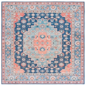 Safavieh Arizona 6'-0&quot X 6'-0&quot Square Polyester Power Loomed Rug In Blue / Rust