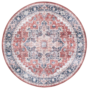 Safavieh Arizona 6'-0&quot X 6'-0&quot Round Polyester Power Loomed Rug In Rust / Navy