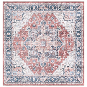 Safavieh Arizona 6'-0&quot X 6'-0&quot Square Polyester Power Loomed Rug In Rust / Navy