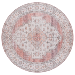 Safavieh Arizona 6'-0&quot X 6'-0&quot Round Polyester Power Loomed Rug In Beige / Rust