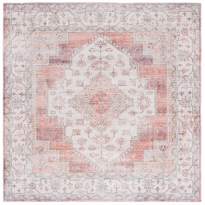 Safavieh Arizona 6'-0&quot X 6'-0&quot Square Polyester Power Loomed Rug In Beige / Rust
