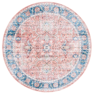 Safavieh Arizona 6'-0&quot X 6'-0&quot Round Polyester Power Loomed Rug In Rust / Aqua