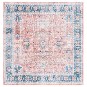 Safavieh Arizona 6'-0&quot X 6'-0&quot Square Polyester Power Loomed Rug In Rust / Aqua