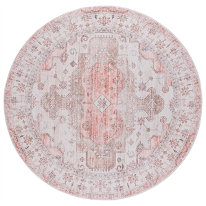 Safavieh Arizona 6'-0&quot X 6'-0&quot Round Polyester Power Loomed Rug In Beige / Rust