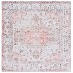 Safavieh Arizona 6'-0&quot X 6'-0&quot Square Polyester Power Loomed Rug In Beige / Rust