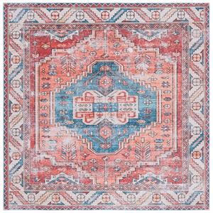 Safavieh Arizona 6'-0&quot X 6'-0&quot Square Polyester Power Loomed Rug In Red / Blue