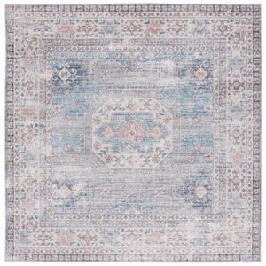 Safavieh Arizona 6'-0&quot X 6'-0&quot Square Polyester Power Loomed Rug In Blue / Gray