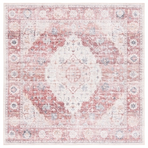 Safavieh Arizona 6'-0&quot X 6'-0&quot Square Polyester Power Loomed Rug In Red / Beige