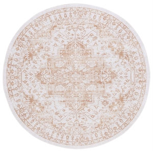 Safavieh Arizona 6'-0&quot X 6'-0&quot Round Polyester Power Loomed Rug In Beige / Gold