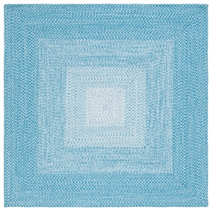 Safavieh Braided 6' X 6' Square Hand Woven Rug in Aqua / Ivory
