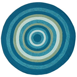 Safavieh Braided 3' X 3' Round Hand Woven Rug in Aqua / Green