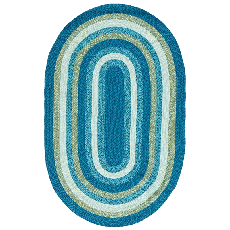 Safavieh Braided 5' X 8' Oval Hand Woven Rug in Aqua / Green