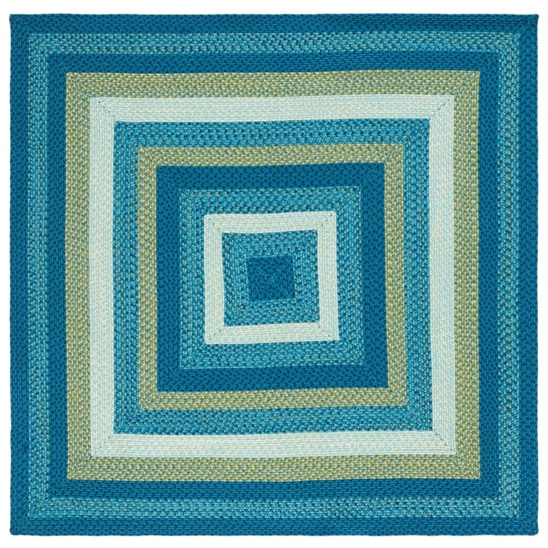 Safavieh Braided 6' X 6' Square Hand Woven Rug in Aqua / Green