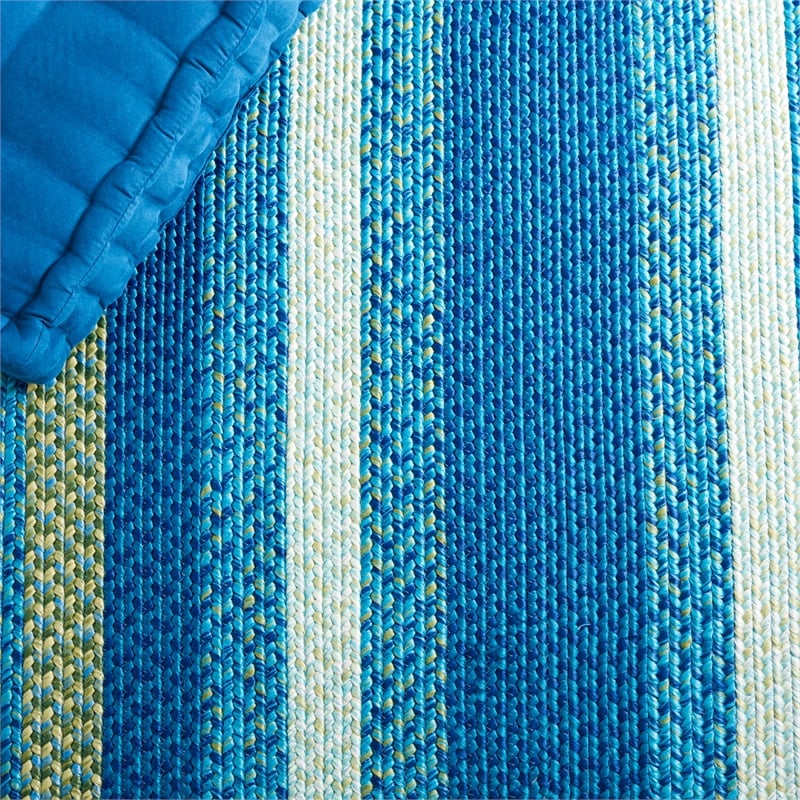 Safavieh Braided 7' X 7' Round Hand Woven Rug in Aqua / Green
