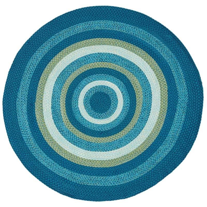 Safavieh Braided 7' X 7' Round Hand Woven Rug in Aqua / Green