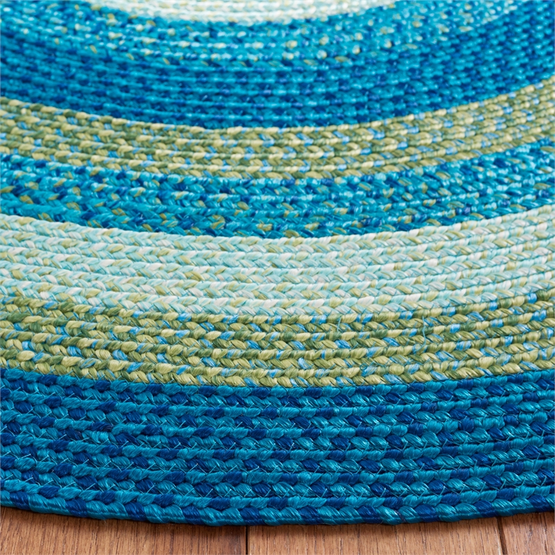 Safavieh Braided 8' X 10' Oval Hand Woven Rug in Aqua / Green
