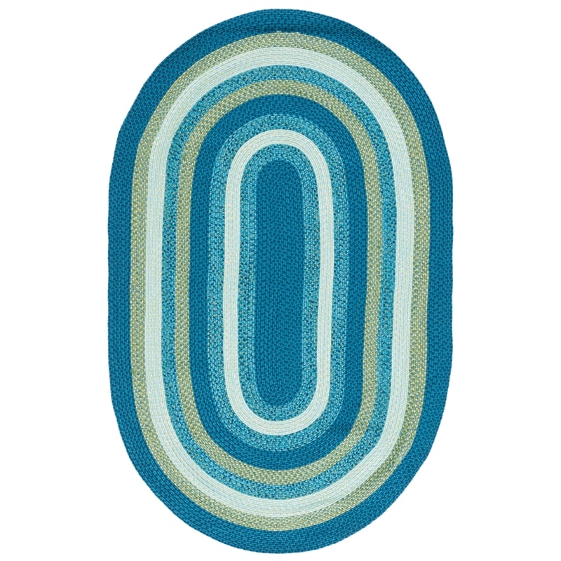 Safavieh Braided 8' X 10' Oval Hand Woven Rug in Aqua / Green