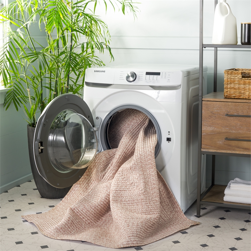 Safavieh Braided 3' X 3' Round Hand Woven Rug in Beige/ Ivory