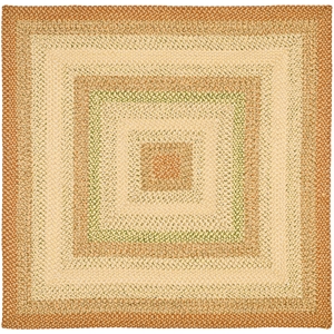 Safavieh Braided 3'-0&quot x 3'-0&quot Square Hand Woven Rug in Rust / Green