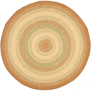 Safavieh Braided 5'-0&quot x 5'-0&quot Round Hand Woven Rug in Rust / Green