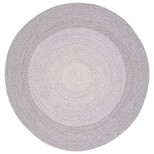 Safavieh Braided 3' X 3' Round Hand Woven Rug in Gray / Ivory