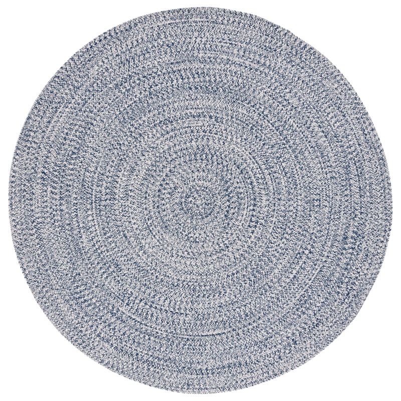 Safavieh Braided 3' X 3' Round Hand Woven Rug in Navy / Ivory
