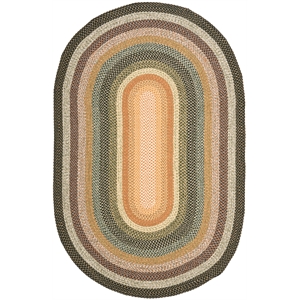 Safavieh Braided 7'-0&quot x 10'-0&quot Oval Hand Woven Rug in Green / Orange