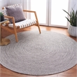 Safavieh Braided 4' X 4' Round Hand Woven Rug in Gray / Ivory