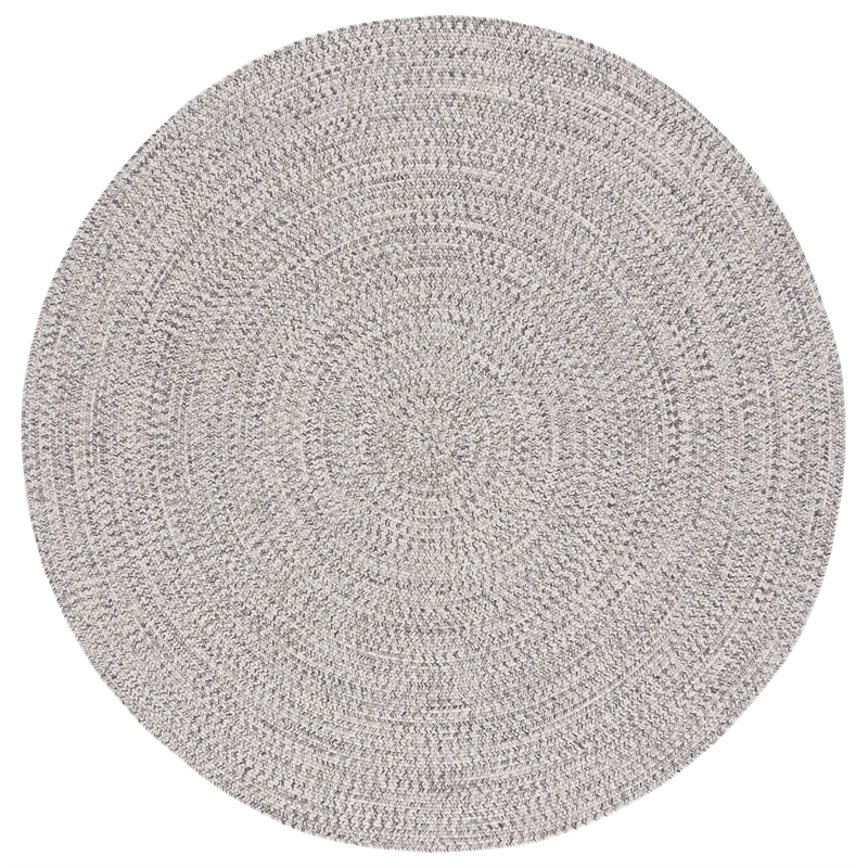 Safavieh Braided 4' X 4' Round Hand Woven Rug in Gray / Ivory