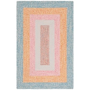 Safavieh Braided 5'-0&quot x 5'-0&quot Square Hand Woven Rug in Aqua / Pink